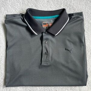 Puma Men's Charcoal Gray Polo with Black Collar
